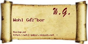 Wohl Gábor névjegykártya