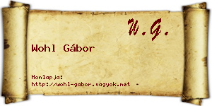 Wohl Gábor névjegykártya